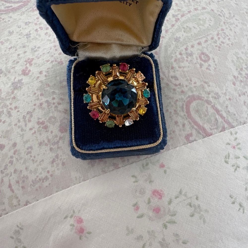 Banana Republic Gold-Tone Ring with Deep Blue Center and Multicolor Accents